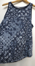 Nicole Miller New York Shirt Womens Medium Blue Pattern Tank Stretch FLAW