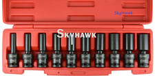 10 Pc 12 Drive Universal Swivel Deep Impact Socket Set Metric Pro Radius Set