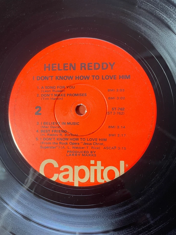 HELEN REDDY "I DON'T KNOW HOW TO LOVE HIM" 1970 Capitol ST-762 VG - Image 4 of 4