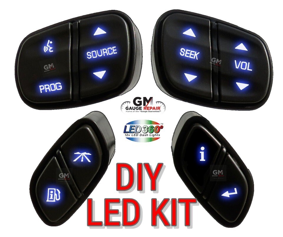 GM Steering Wheel Controls Switches Bulb to Blue LED Upgrade Kit Easy