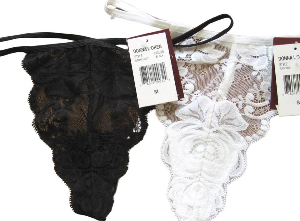 A558 Donna L'oren NEW Women's Sheer Embroidered Floral Lace Panel G-String Thong - Image 2 of 4