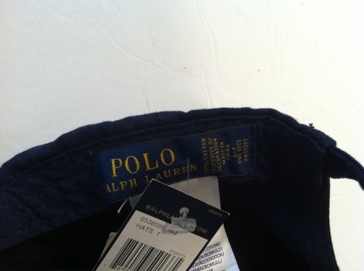 POLO RALPH LAUREN BOYS NEW NAVY 100%COTTON HAT BASEBALL CAP SIZE