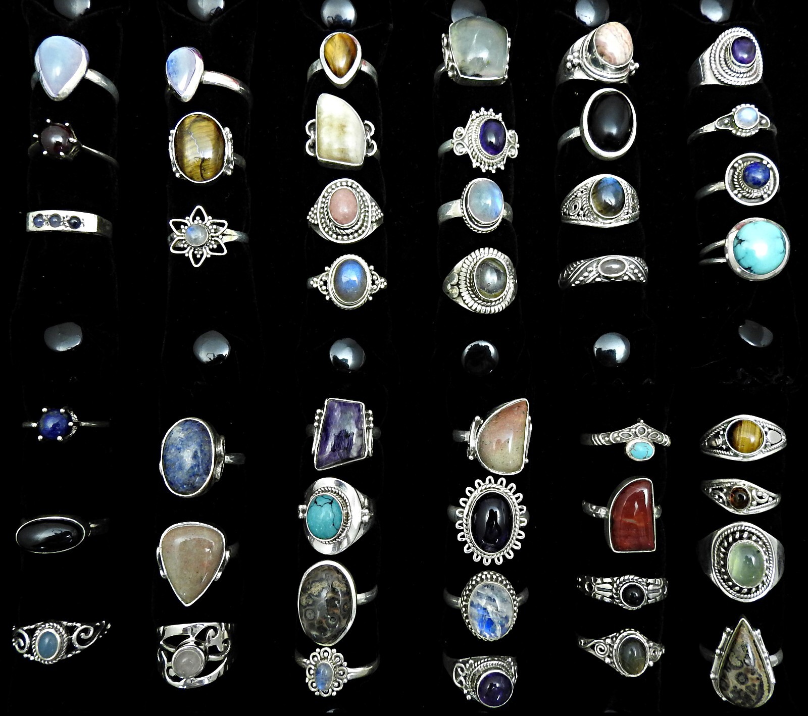 Hippie Rock Rings 925 Sterling Silver Assorted Gemstones Chunky Hippie Rings Lot Handmade ...
