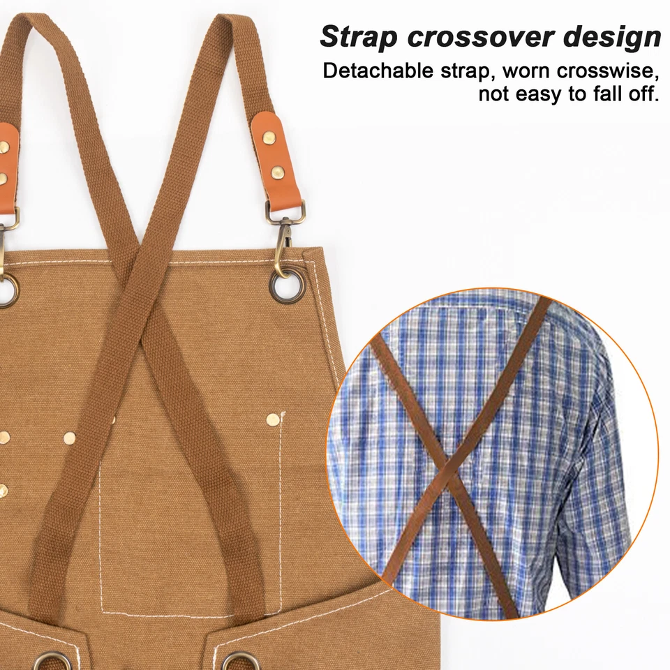 Mens Aprons Canvas Woodworking Vintage For Gardening Work Shop Apron Heavy Duty - Image 3 of 4