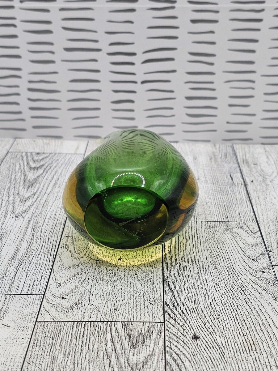 工芸品 Murano Glass Vase (Green & Yellow) Oyes - Green Murano Glass Vase 