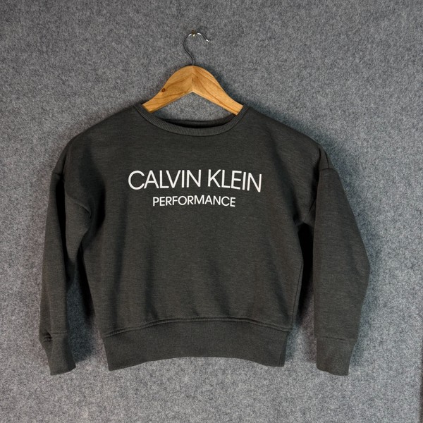 Calvin Klein Sweatshirt Womens Large Grey Fleece Long Sleeve Crew Neck Pullover