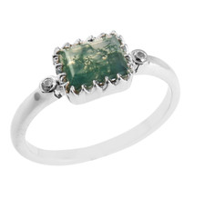 Moss Agate Ring 925 Sterling Silver Green Ring Birthday Ring For Women Fine Ring