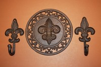 (3) Fleur De Lis Wall Hooks, Vintage-look Fleur De Lis Bath Hook Set, F-11,27 (3) Fleur De Lis Wall Hooks, Vintage-look Fleur De Lis Bath Hook Set, F-11,27