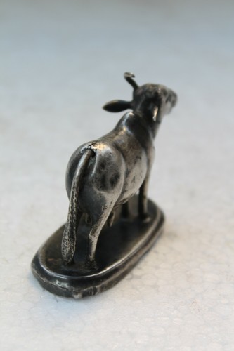 Antique Original Silver Holy Religious Cow Nandi Ox Statue Figurine NH3303 - Picture 8 of 11