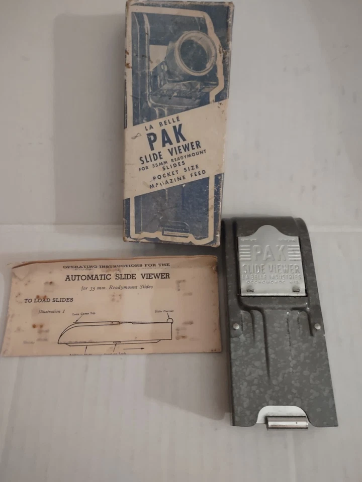 Proyector de diapositivas de bolsillo vintage La Belle PAK, hecho en EE. UU., metal Foto 4 de 4