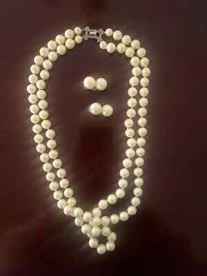 HIGH END *RARE* AMAZINGLY GORGEOUS VINTAGE FAUX PEARL NECKLACE EARRINGS SET!!