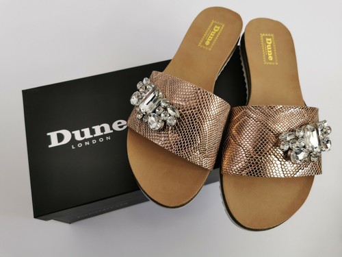 Dune London Womens Sandals Slides - Lala Di - Rose Gold Reptile - UK 3 - RRP £75 - Picture 1 of 12