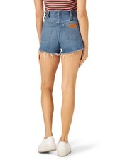 Wrangler Festival Medium Wash Denim Cut Off High Rise Shorts Women Size 30 A6