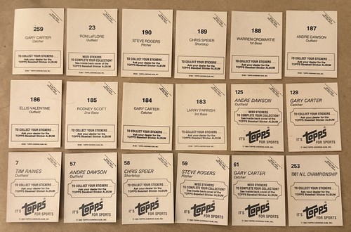 1981/82 Topps Stickers Expos Lot Of 18 - CARTER DAWSON (FOIL) RAINES ROGERS ⚾️ - Picture 2 of 3