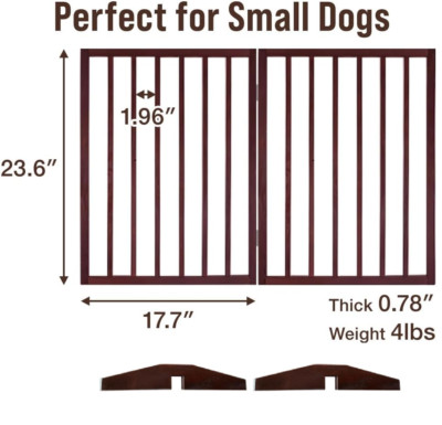 Dog Gate 2 Panels Foldable Indoor Fence Freestanding w/Support Feet, 24 ...
