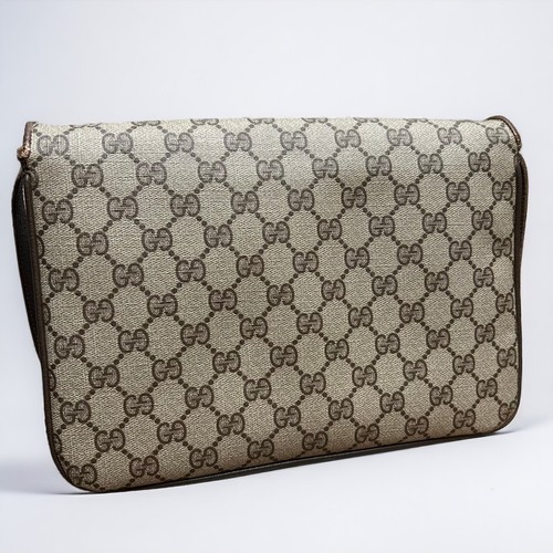 Gucci Clutch Bag Shoulder Bag Brown PVC Authentic - Picture 2 of 22