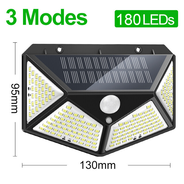180-LEDs Solarlicht Solarlampe mit Licht / PIR Bewegungssensor Solar LED Licht