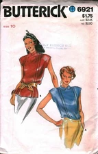 6921 Vintage Butterick SEWING Pattern Misses Loose Fitting Blouse High Neckline