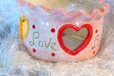 ceramic candle holder w/hearts & love 3 tall ...