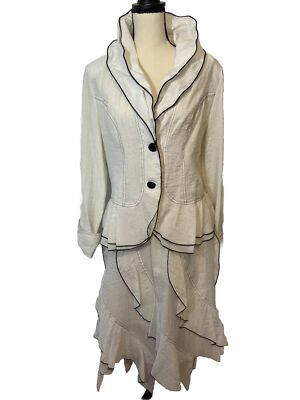 White 2 piece Set Size Large Skirt and Jacket Blous Original Unique Design Women