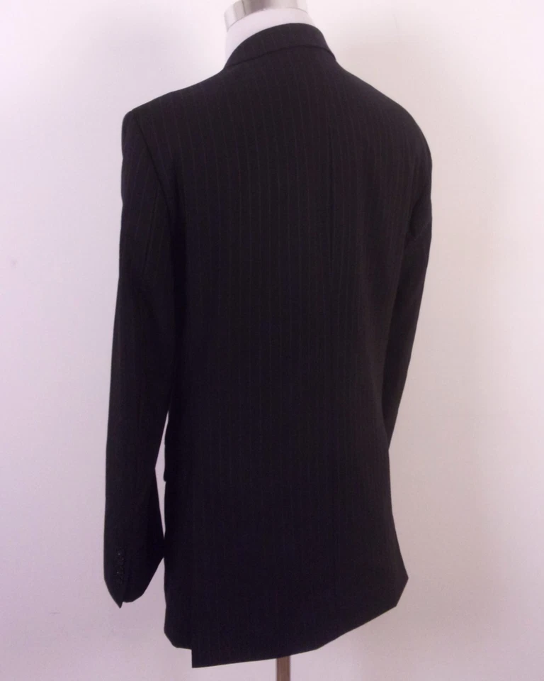 EUC Andrew Fezza Assets Black Chalkstripe 100% Wool 2 Pc Business Suit sz 42 L - Image 3 of 4