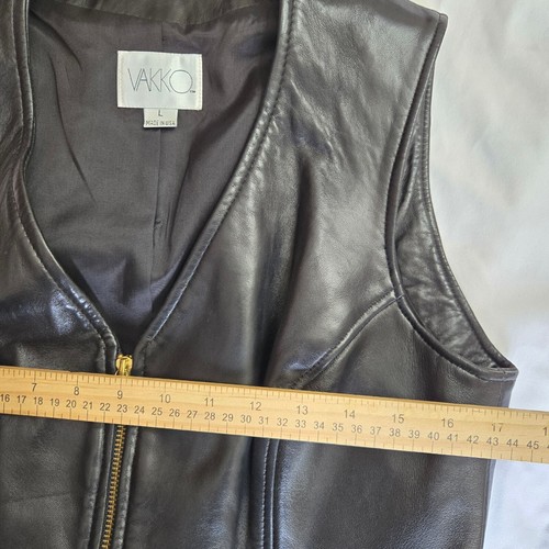 Vakko Black Leather Vest Large Vintage Bikercore Punk Goth Witchy Baddie Vamp - Picture 9 of 10