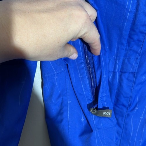 Lole Blue Windbreaker leichte Regenjacke mit Kapuze verstellbare Reißverschlusstaschen - Bild 5 von 9