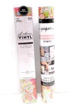 2 NEW PAISLEY - The Paper Studio Self-Adhesive Vinyl Rolls 12" x 36" & 12"x12"