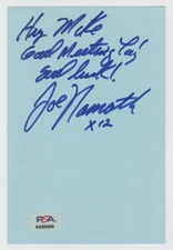 JOE NAMATH Signed 4 x 6 Index Card Autograph AUTO PSA/DNA Authentication TO MIKE