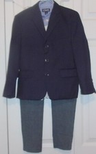 Boys 6 4 piece KW navy sport coat; pants, shirt, sweater vest, suit
