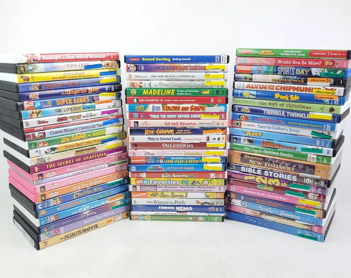 Lot of 60 DVD Preschool PreK Kinder Children s Assorted Lot Shows Movies