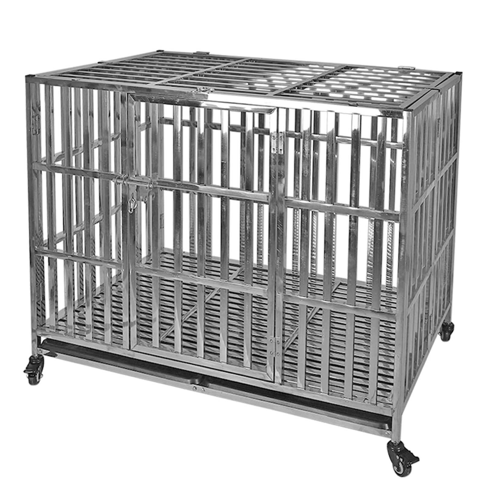 42" Stackable Stainless Steel Dog Cage Crate Folding Pet Playpen for Large Dog eBay