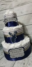 3 Tier Diaper Cake -Oh Deer Diaper Cake for Boy Diaper Cake Baby Shower Navy Red