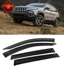 Out-Channel Window Visor Vent Rain Wind Guard Shade Fit 14-Up Jeep Cherokee KL