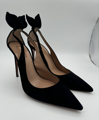 wafu ダブリエ Aquazzura Bow Tie Suede Pumps 105 Black Size 41 IT, 11 US | eBay