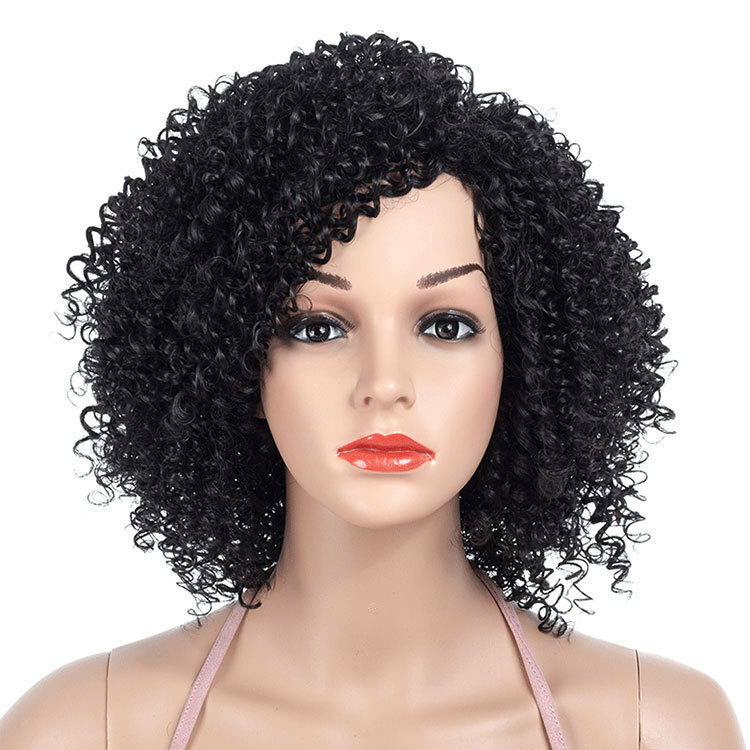 Short Afro Kinky Curly Black Synthetic Hair Wigs For Black Women