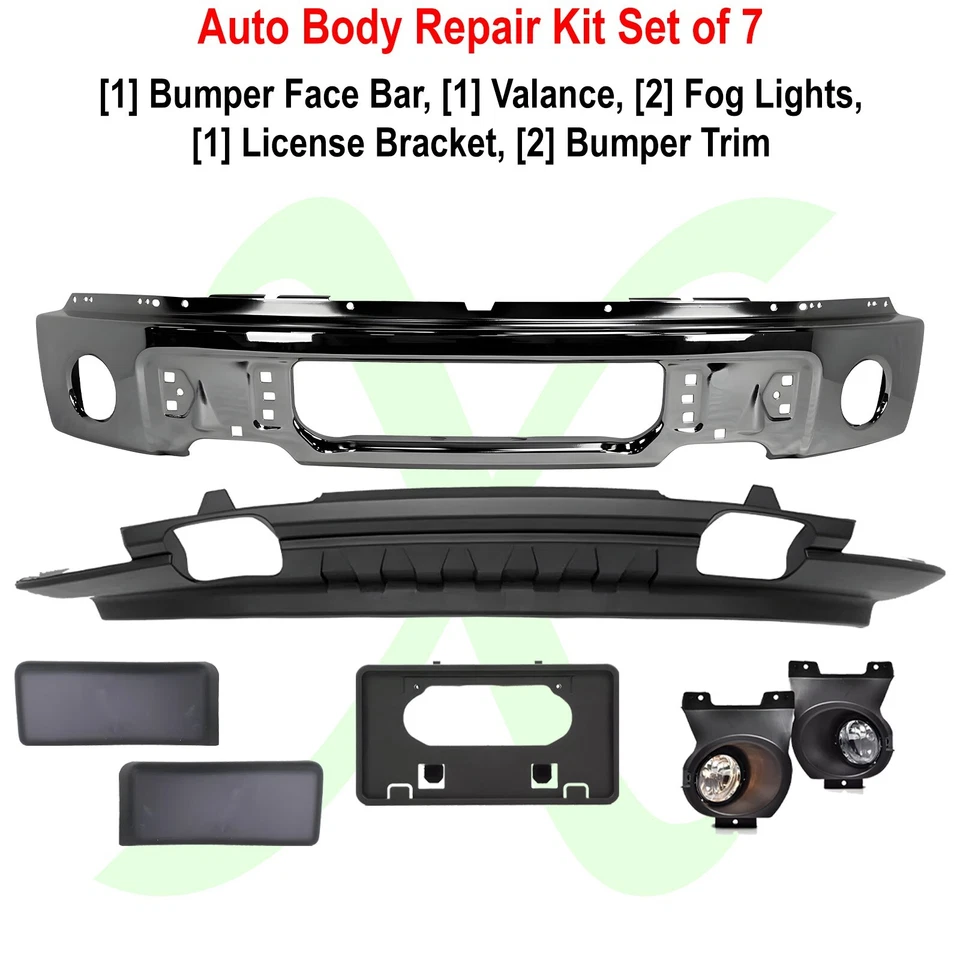 Front Bumper Chrome Steel & Fog Lights Assembly Kit For 2009-2014 Ford F-150 Foto 2 de 4