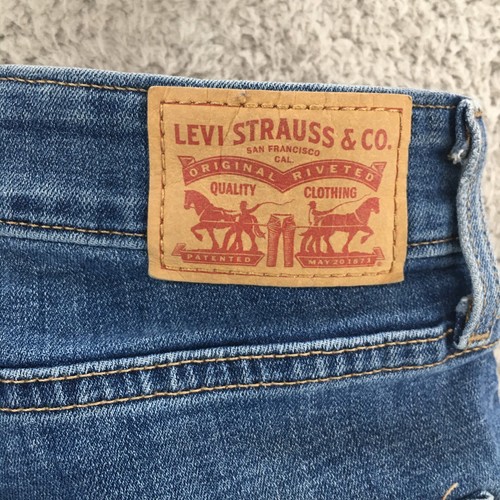 Levi Strauss & Co 721 High Rise Skinny Jeans Womens 30x28 Blue Denim Distressed - Picture 10 of 15