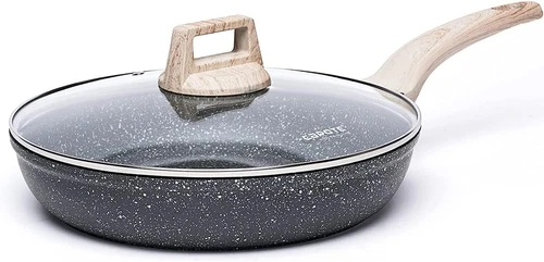 CAROTE Nonstick 10" Clasic Granite Stone Cookware Frying Pan Skillet w/Glass Lid