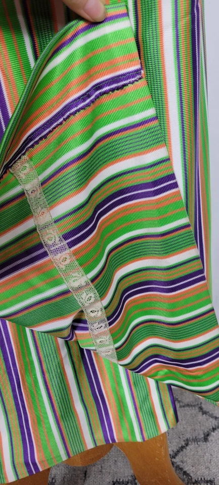 Vtg 60s striped mod hippie skirt green orange purple sz s/m - Image 2 of 4