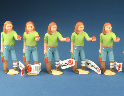 5x SCHLEICH 13464 Mädchen Pferd fütternd Girl Horse feeding NEU Reiterhof Figur
