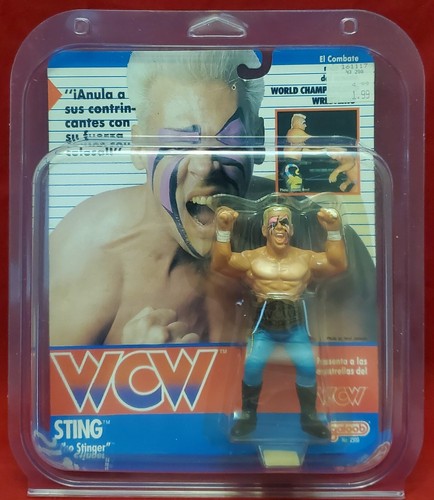 WCW 1990 Galoob Spanish Card STING in   MOC Vintag...
