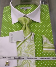 Beautiful Polka Dot Dress Shirts for Men with Tie, Hanky Cufflinks