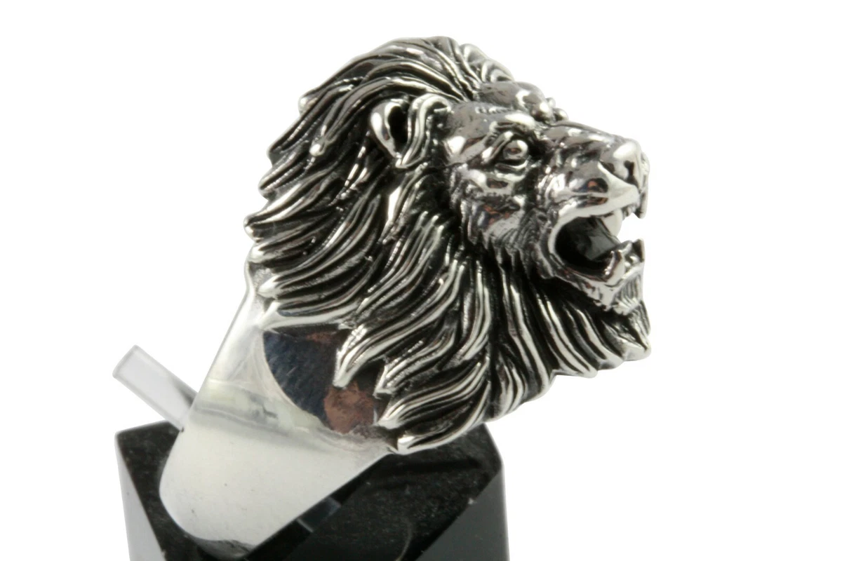 Anello testa di leone | Oro e diamanti neri, 70 grammi
