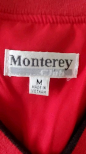 Vintage Monterey Club Golf Men's Windbreaker Med V Neck Red Amsterdam Golf Club - Picture 10 of 14