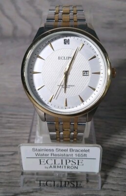 Armitron Eclipse  Water-Resistant Gold-Silver Men's Watch New Needs Battery 