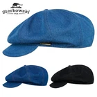 Sterkowski VIGO Denim Newsboy Classic Cap Summer Elegant Vintage Blue / Black