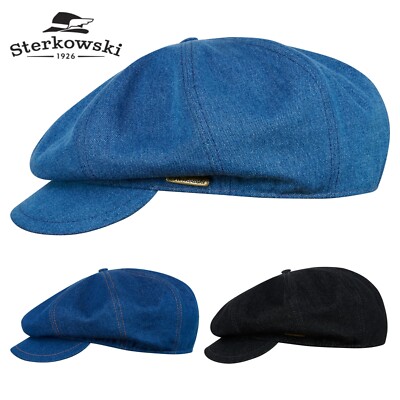 Sterkowski VIGO Denim Newsboy Classic Cap Summer Elegant Vintage Blue / Black