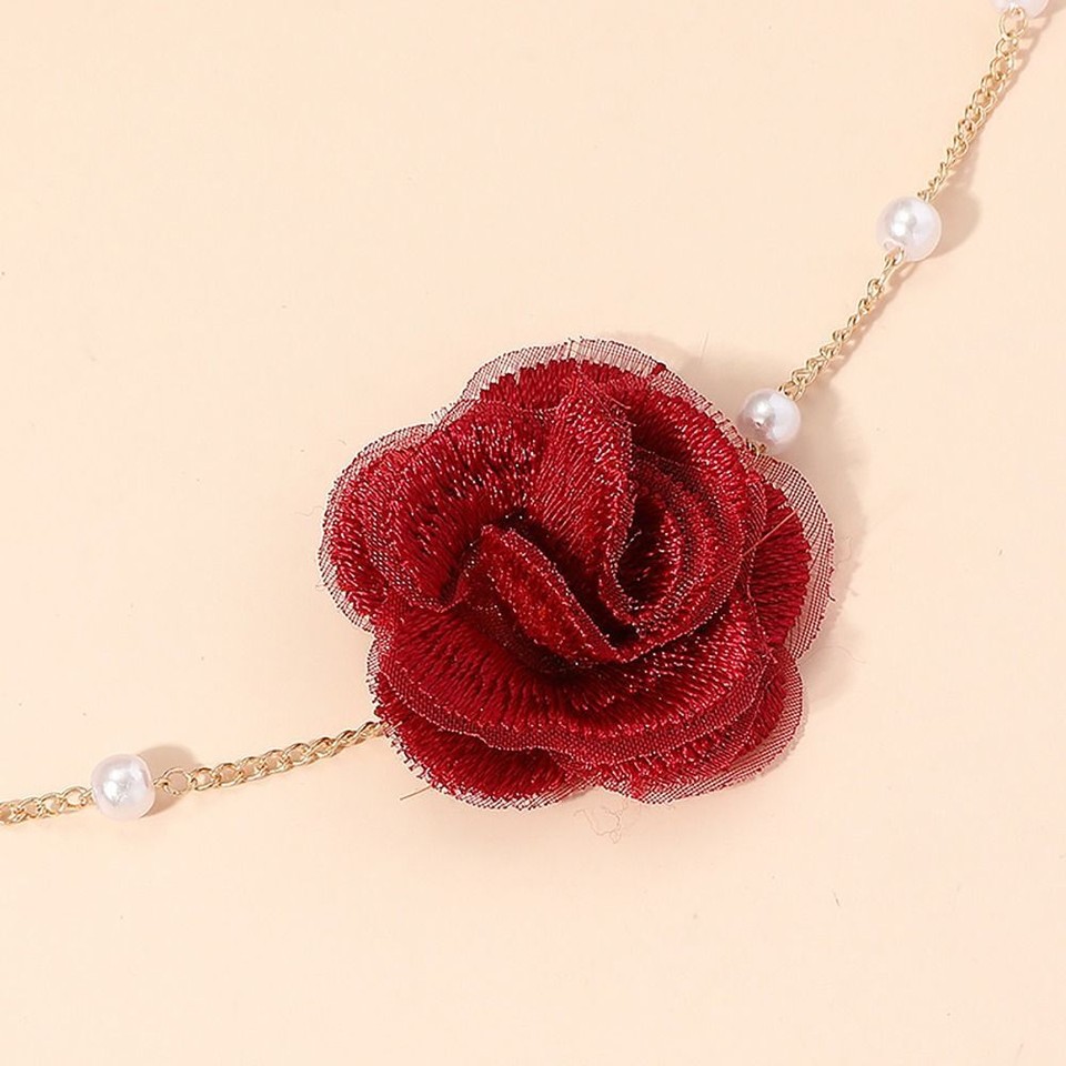 Neck Accessories Rose Flower Choker Pearls Collarbone Chain Women eBay
