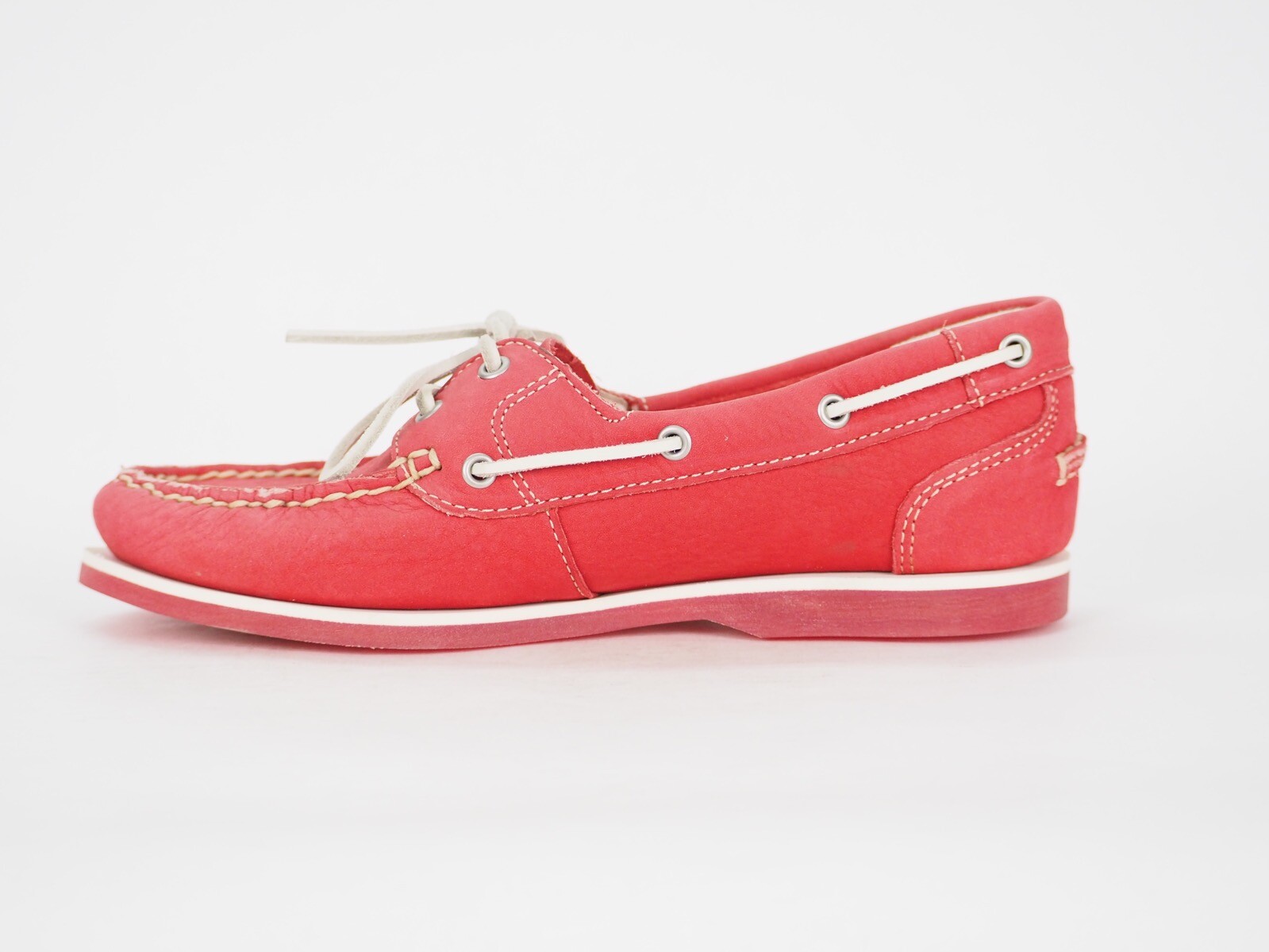 Womens Timberland Classic 8866R Red Leather Casual 2 Eye Boat Deck Shoes UK 6 eBay